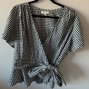 Max Studio Plaid Wrap Blouse